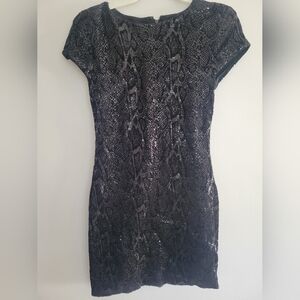Alice + Olivia Black Sequin Snake Print Bodycon Dress Sz XS